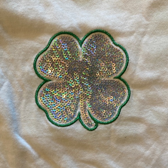 PINK Victoria's Secret Green and White Clover Tee - Picture 4 of 7